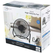 9-inch high-velocity fan retail box showing wire-grille fan