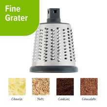 Grater drum attachment with fine hole pattern and dark top