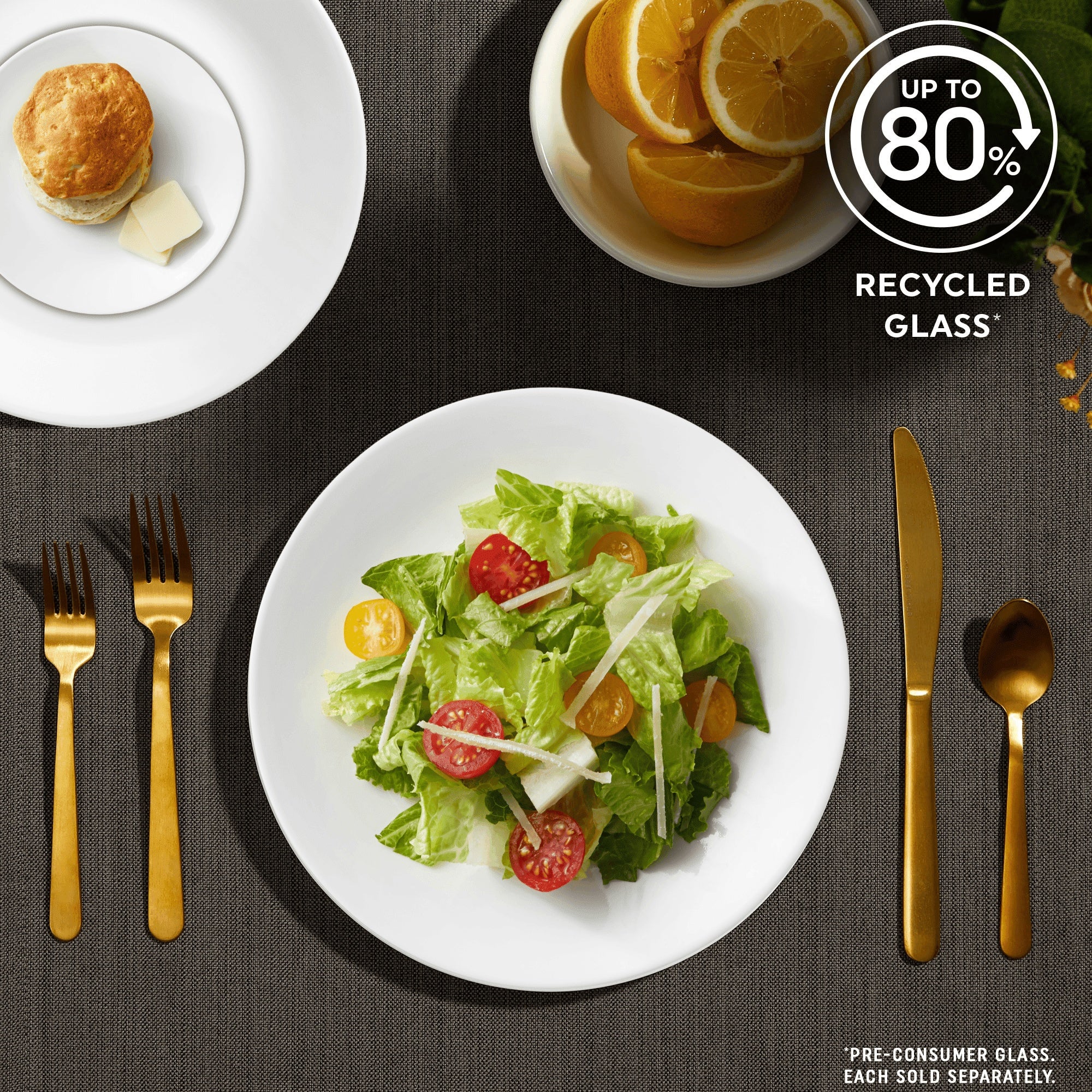 Corelle Winter Frost White 8.5" Glass Salad Plate (Set of 6)