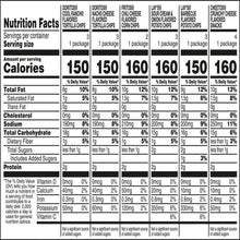 Nutrition Facts panel for snack chips variety pack with serving size and calorie counts