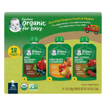 Baby food pouch variety pack, 18 organic fruit & veggie flavors, green packages