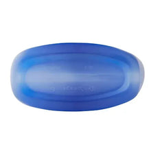 Liquid dish soap bottle bottom, blue base with molded markings