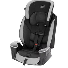 Booster car seat with headrest, 5-point harness, and built-in cup holders