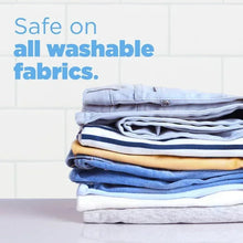 Tide Free & Gentle fabric stack on light background, safe on all washable fabrics