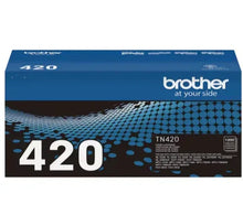 Brother TN420 toner cartridge box top view with TN420 text panel