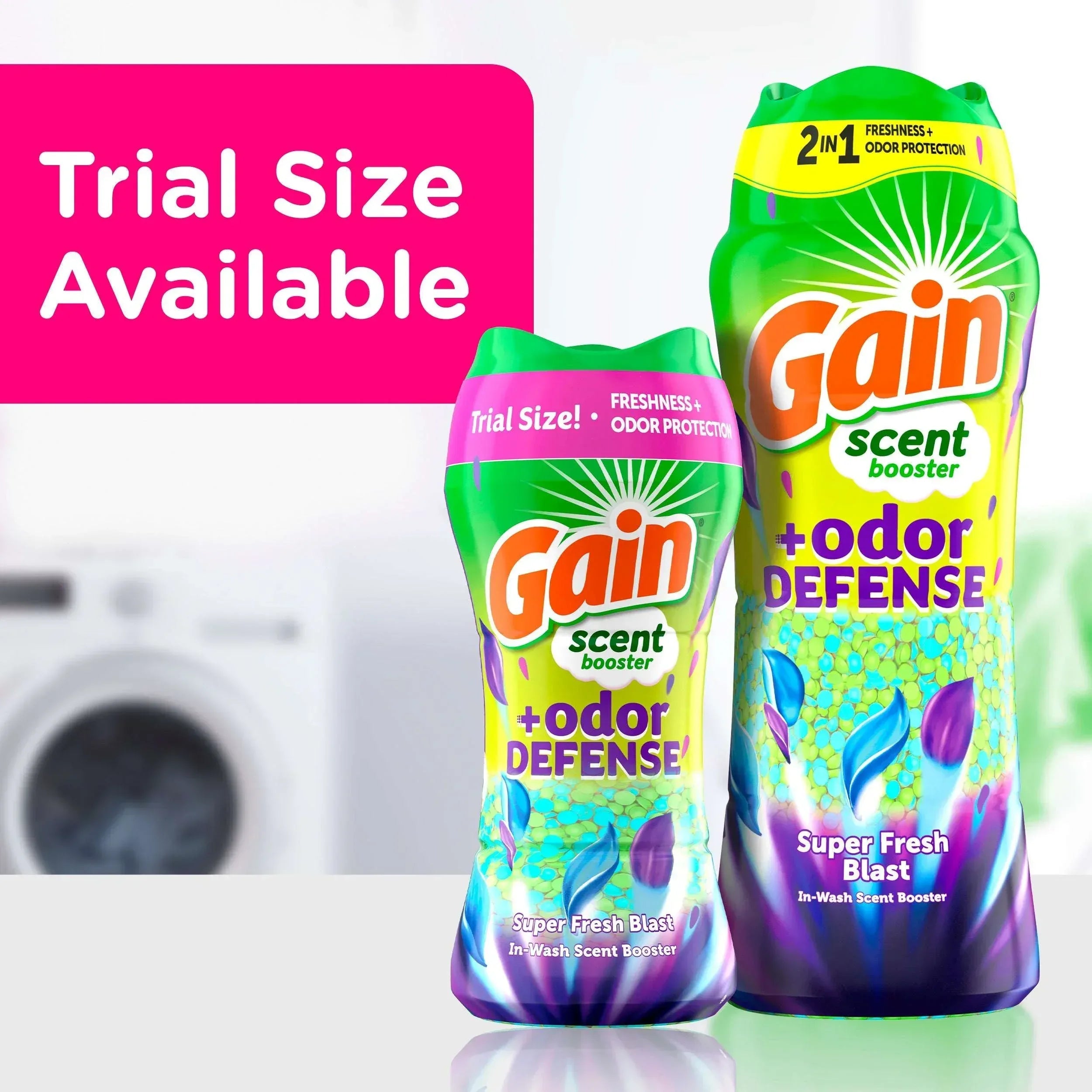 Gain Odor Defense 2-in-1 In-Wash Laundry Scent Booster Beads, Super Fresh Blast Scent, 4.8 oz