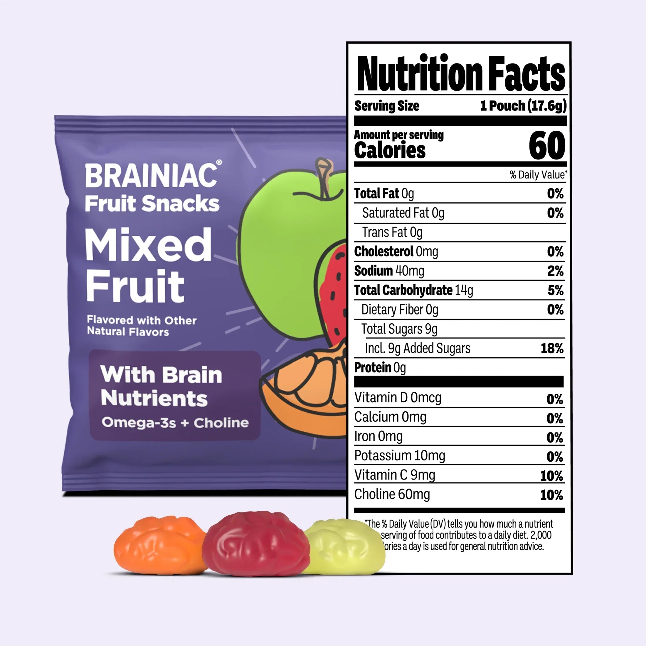 Brainiac Fruit Snacks with BrainPack, Mixed Fruit Flavor, 20 count