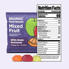 Brainiac Fruit Snacks with BrainPack, Mixed Fruit Flavor, 20 count