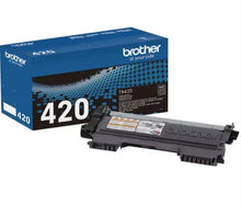 Black toner cartridge with Brother TN420 label and box