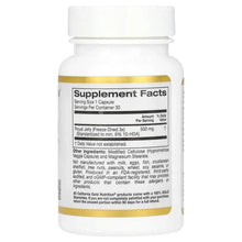 California Gold Nutrition Royal Jelly 500 mg supplement facts label on bottle