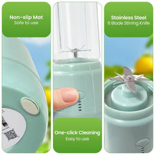 Portable blender lid and clear jar with stainless steel stirring blade inside