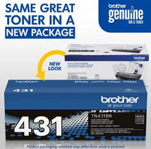 Black toner cartridge package with brother genuine TN431BK cartridge image