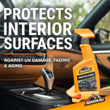 Interior surface protectant spray bottle with sponge and car seat