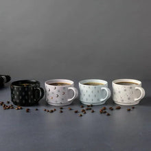 Assorted celestial mugs, 4-pack stoneware cups with stars and crescent moon prints