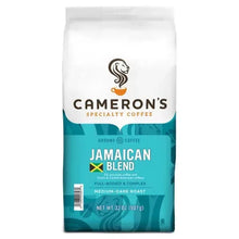 Ground coffee bag, Jamaican Blend, teal and white front label