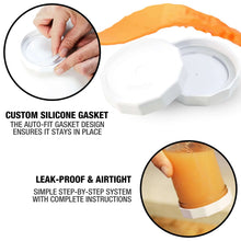 Wide-mouth canning jar lid with white top and custom silicone gasket
