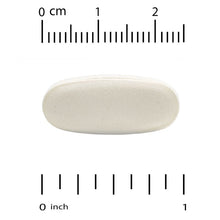 White collagen supplement tablet with size scale and 1 inch marking