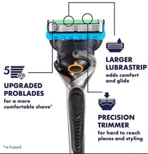 Gillette razor with ProGlide blade cartridge, precision trimmer and larger lubrastrip