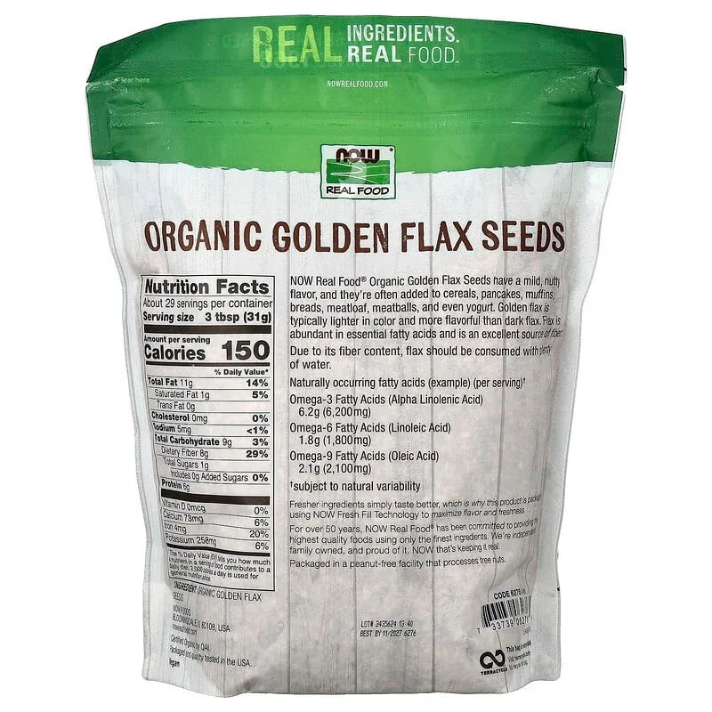 NOW Foods, Real Food, Organic Golden Flax Seeds, 32 oz (907 g)