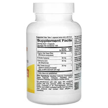 Red yeast rice complex supplement bottle, back label with Supplement Facts panel