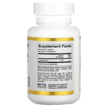 Ergothioneine supplement bottle back panel with Supplement Facts and ingredients list