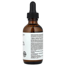 Hair and scalp oil bottle with black dropper and back label, amber glass