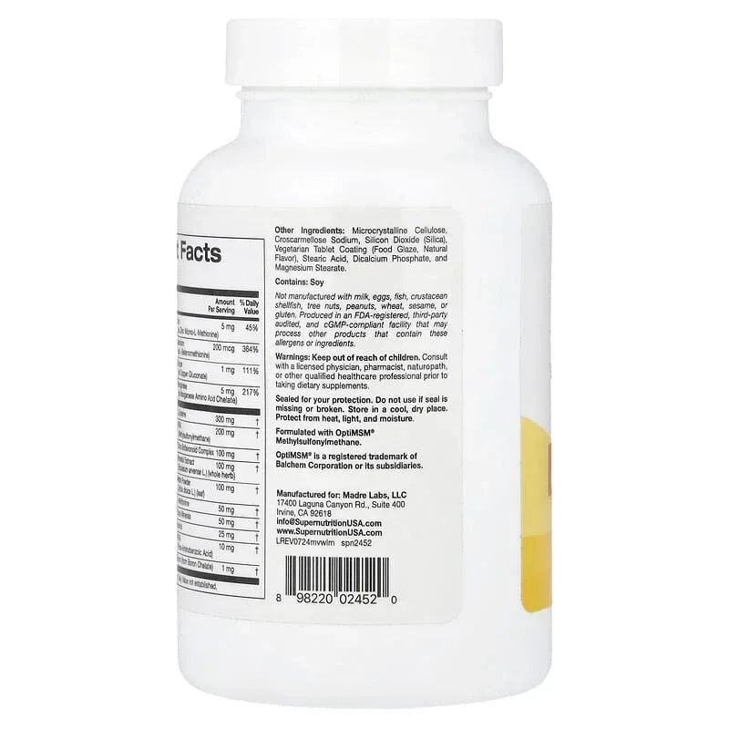 Super Nutrition, Multivitamins with L-Cysteine, MSM, Vitamin A, and Biotin, 180 Tablets