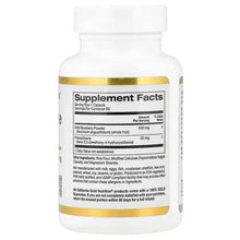 California Gold Nutrition supplement facts label on bottle back with gold band