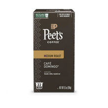 Peet's Café Domingo medium roast coffee pods box, 22-count