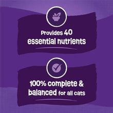Purina Friskies Surfin & Turfin Favorites dry cat food bag, nutrition icons