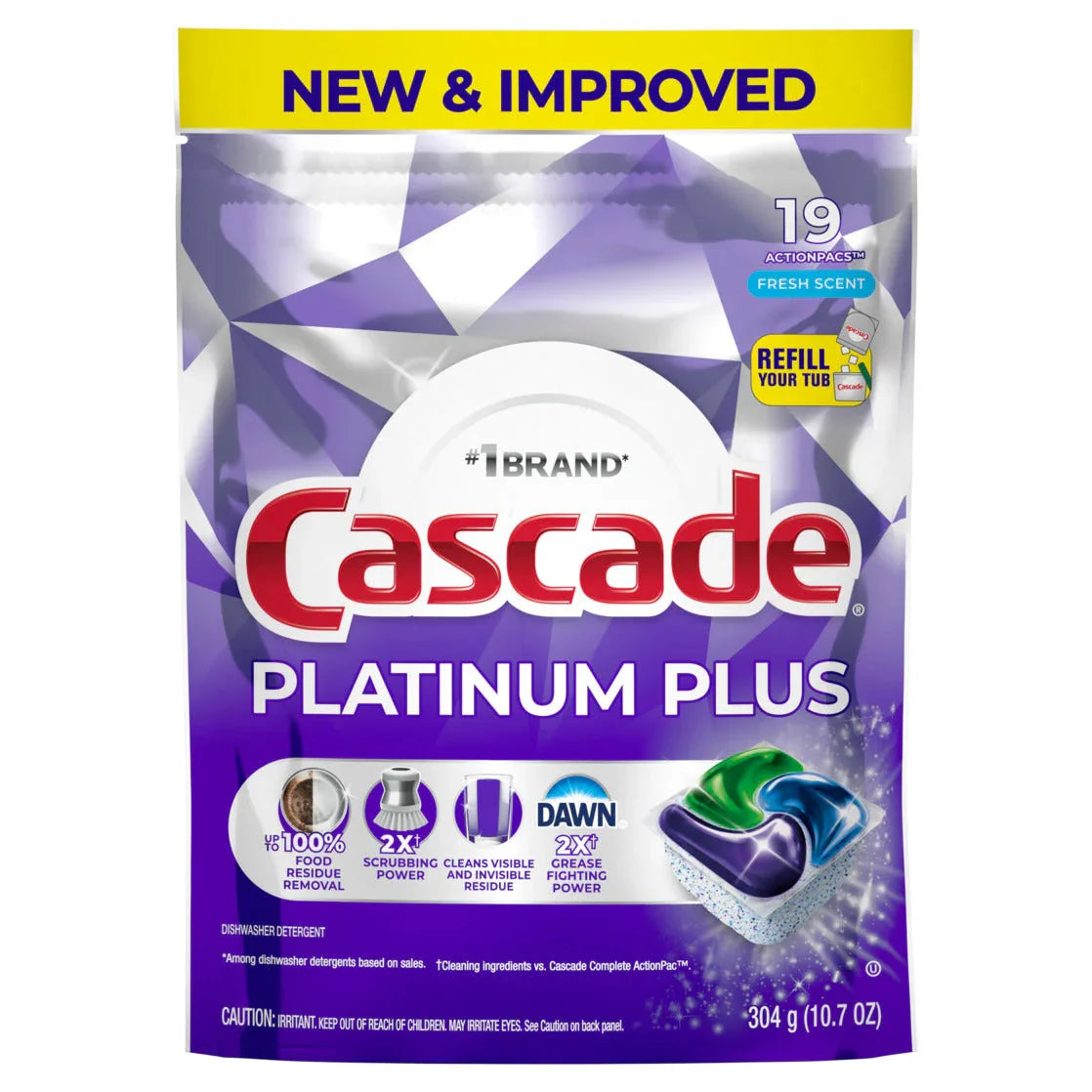 Cascade Platinum Plus Dishwasher Pods, Dishwasher Detergent, Dish Detergent Soap, Fresh, 19 Count - USA MEGA SHOP
