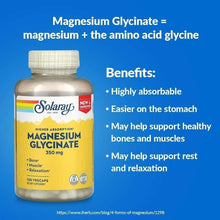 Magnesium glycinate bottle with benefits text and glycine explanation