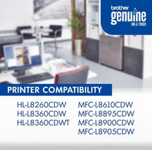 Brother TN431C cyan standard-yield toner cartridge box with printer compatibility list