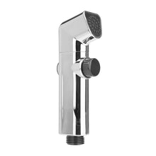 Chrome handheld bidet sprayer with round spray face and control knob