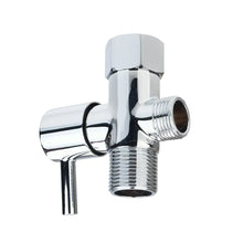 Chrome handheld bidet diverter valve with threaded connection and shutoff handle