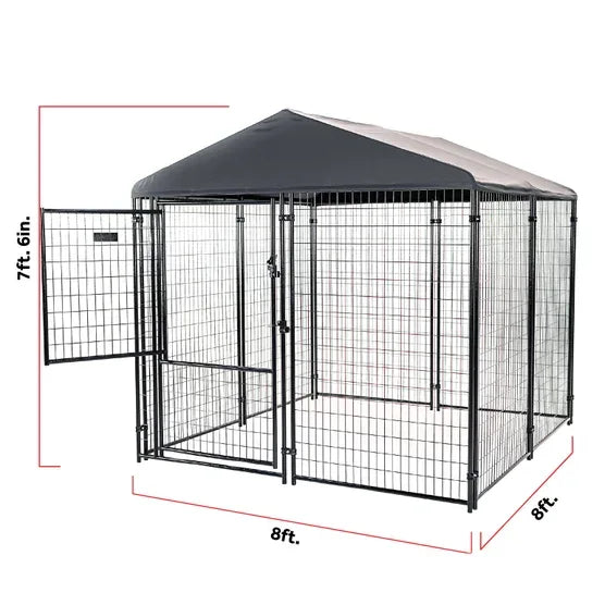 Lucky Dog STAY Series Executive Dog Kennel 8'x8' with Privacy Screen - USA MEGA SHOP