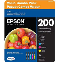 Epson 200 color combo ink cartridge pack, 5 individual cartridges: black, cyan, magenta, yellow