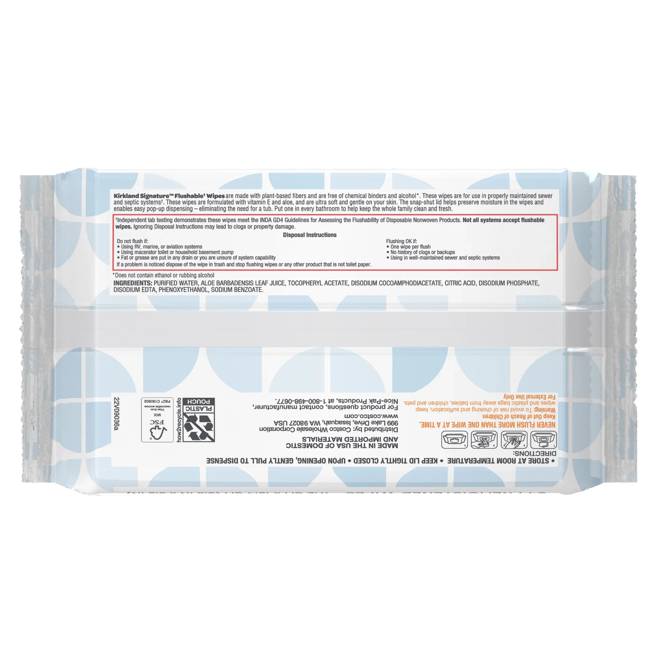 Kirkland Signature Premoistened Flushable Wipes, Fragrance Free, 640-count