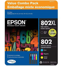Epson T802 color combo ink cartridge 4-pack box with cyan, magenta, yellow, black