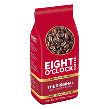 Medium roast whole bean coffee bag, side view with bean graphic