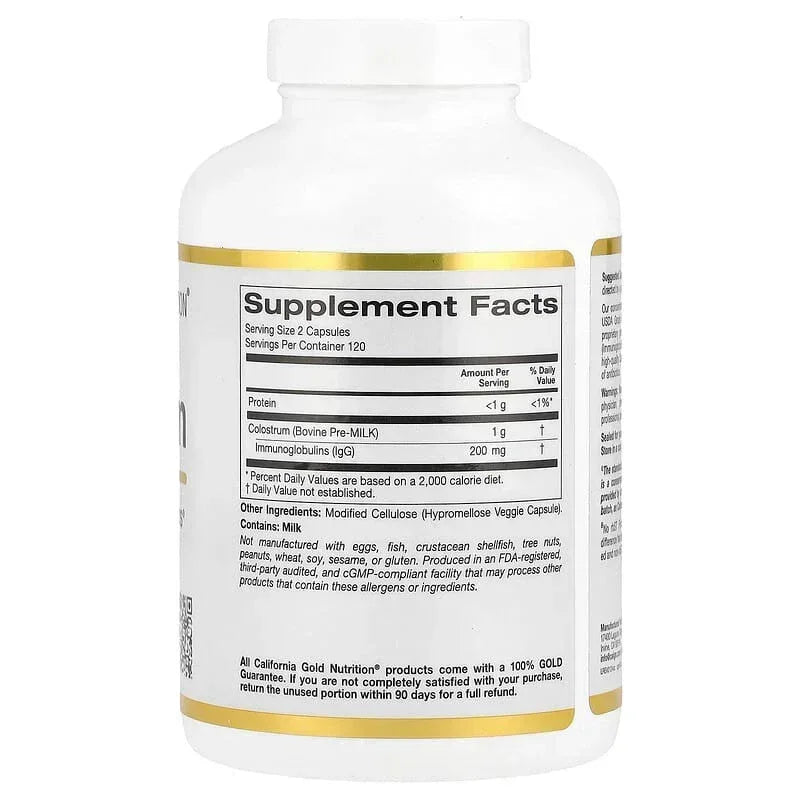 California Gold Nutrition, Colostrum with 20% IgG Immunoglobulins, 240 Veggie Capsules