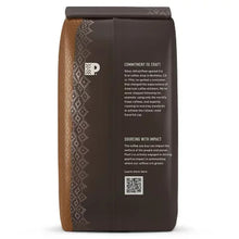 Peet's Coffee whole bean bag back with commitment and sourcing information