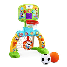Kids sports activity toy with purple screen, goal arch, and soccer ball with orange ball