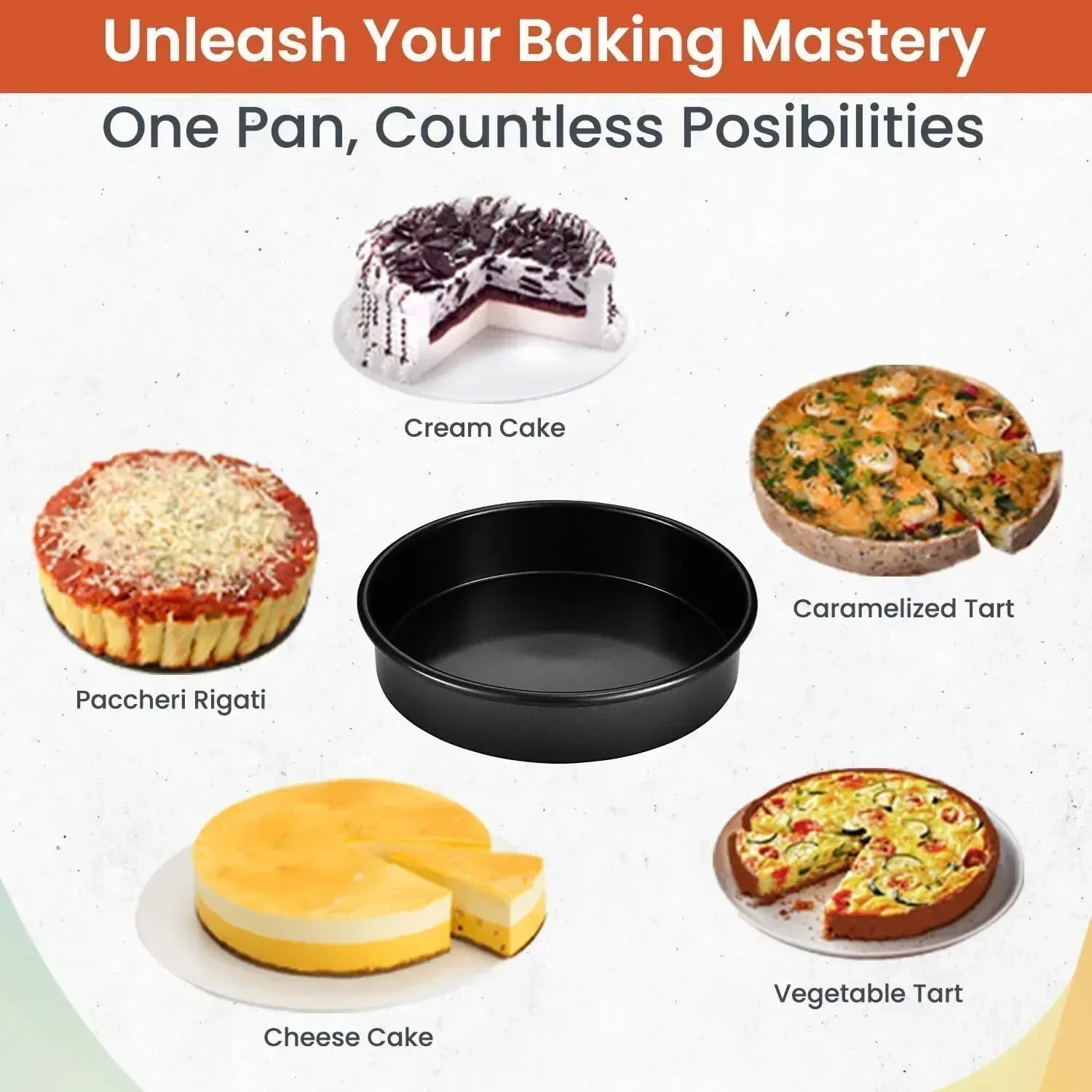 RFAQK 133PCs Round Cake Pans Sets for Baking + Cake Decorating Supplies - 3 Non-Stick 8 Inch Cake Pan with Baking Supplies, Piping Tips, Cake Leveler, Icing Spatula and 35 Parchment Papers with eBook