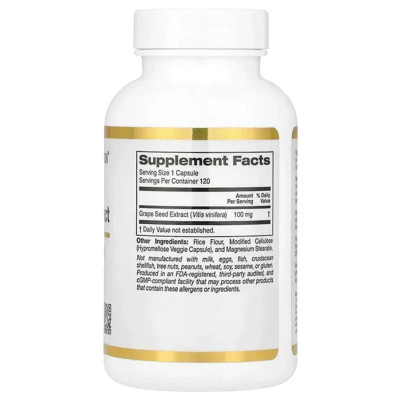California Gold Nutrition, French Grape Seed Extract, Vitaflavan®, 100 mg, 120 Veggie Capsules