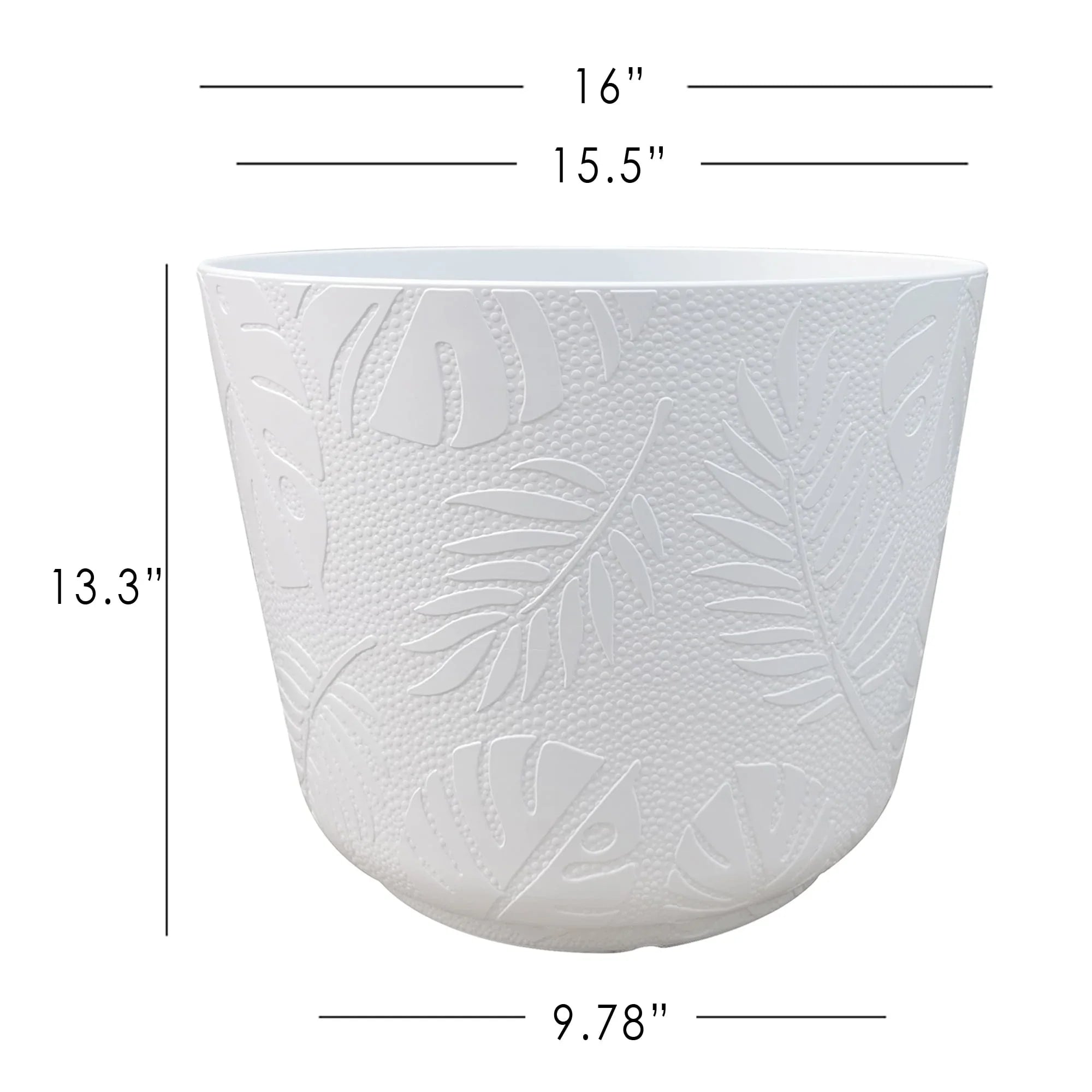 Mainstays Large 16in Diameter Round White Resin Playa Planter