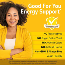 Niacinamide supplement lifestyle banner with a smiling woman and quality/ingredient badges.