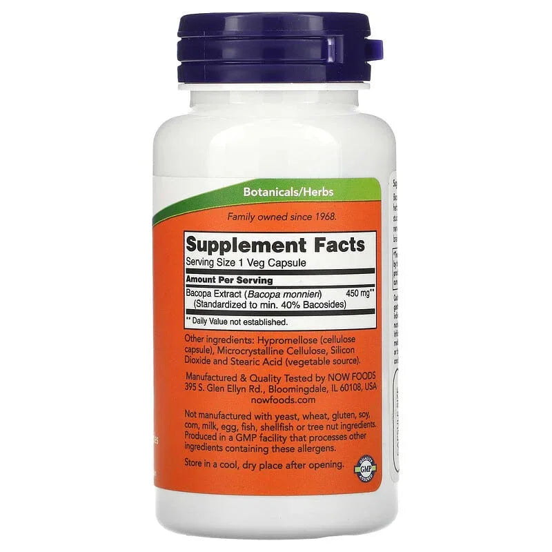 NOW Foods, Bacopa Extract, 450 mg, 90 Veg Capsules