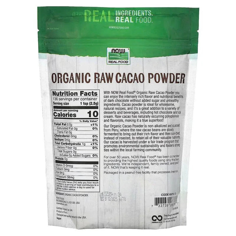 NOW Foods, Real Food, Organic Raw Cacao - USA MEGA SHOP