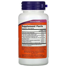 NOW Brain Elevate veg capsules bottle, Supplement Facts panel on reverse label